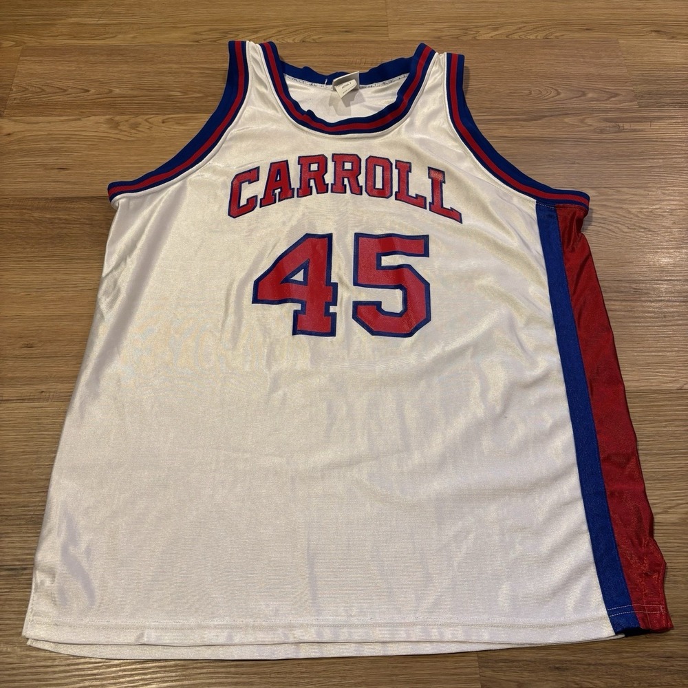 Vintage Rawlings‎ Basketball Jersey Size 48 Carroll Patriots #45 White Red Blue